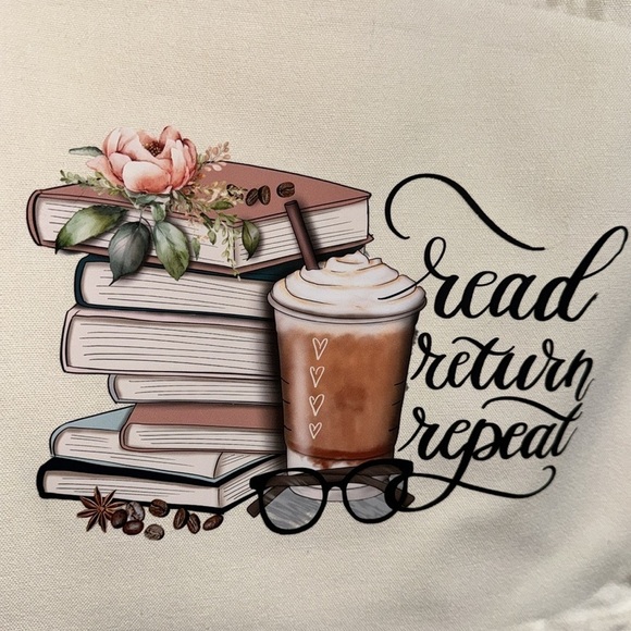 Book bag library tote stacks and coffee - Picture 2 of 4